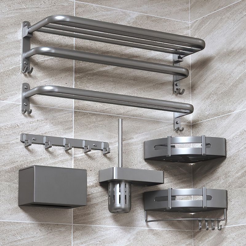 Modern Bathroom Accessories Hardware Set Grey Metal Bathroom Accessory Kit Anti-rust Clearhalo 'Bathroom Hardware Sets' 'Bathroom Hardware' 'Bathroom Remodel & Bathroom Fixtures' 'bathroom_hardware_sets' 'Home Improvement' 'home_improvement' 'home_improvement_bathroom_hardware_sets' 1200x1200_d36f7d1a-e774-4732-aa71-15b16f9e4c4a