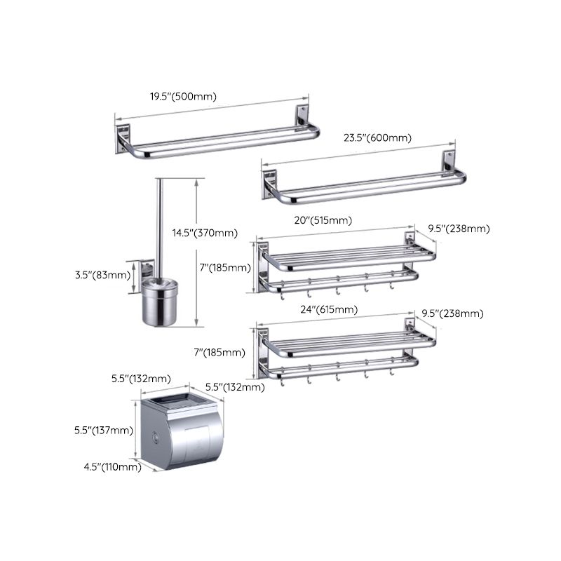 Silver Contemporary Bathroom Accessory As Individual Or As a Set Clearhalo 'Bathroom Hardware Sets' 'Bathroom Hardware' 'Bathroom Remodel & Bathroom Fixtures' 'bathroom_hardware_sets' 'Home Improvement' 'home_improvement' 'home_improvement_bathroom_hardware_sets' 1200x1200_d378d672-a1c1-4edd-825c-19c895a0a44d