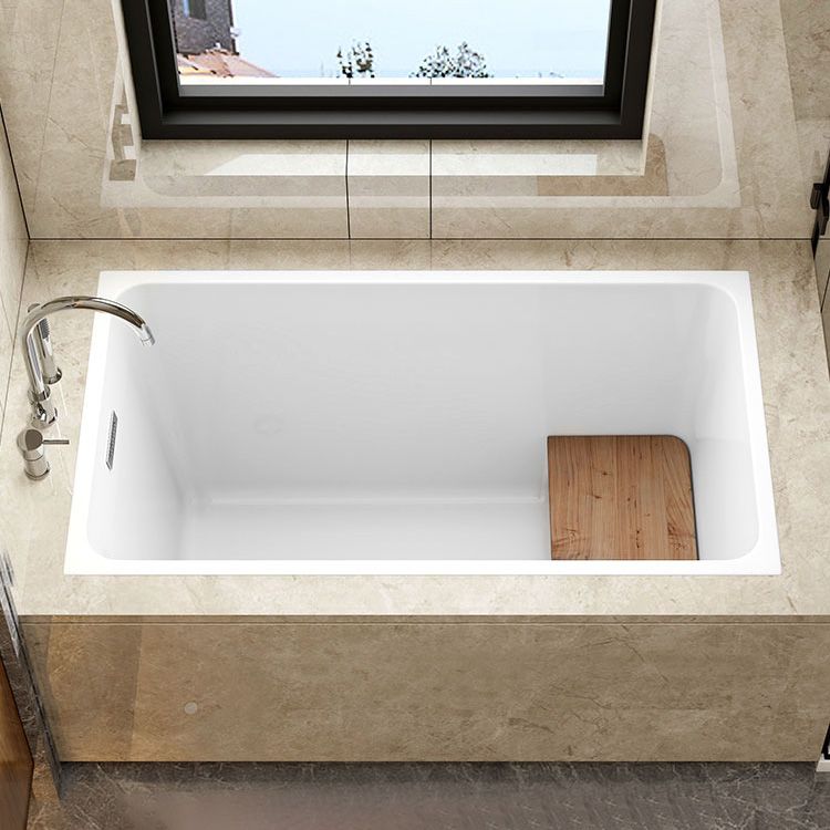 Rectangular Drop-in Acrylic Bathtub White Modern Back to Wall Bathtub (Board not Included) Clearhalo 'Bathroom Remodel & Bathroom Fixtures' 'Bathtubs' 'Home Improvement' 'home_improvement' 'home_improvement_bathtubs' 'Showers & Bathtubs' 1200x1200_d38616ef-86a2-4d57-86a6-067b07796176