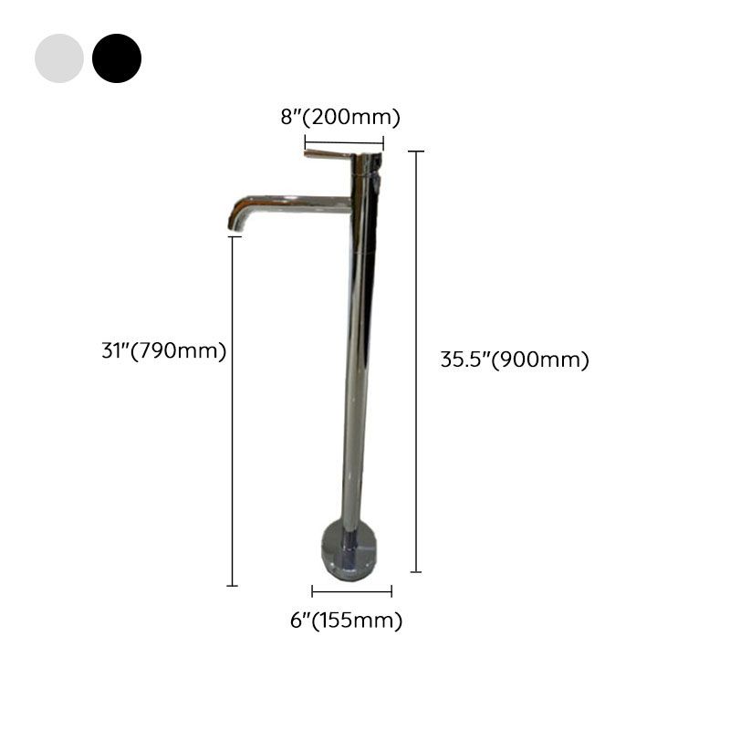 Modern Floor Mounted Metal Freestanding Tub Filler Single Handle Freestanding Faucet Clearhalo 'Bathroom Remodel & Bathroom Fixtures' 'Bathtub Faucets' 'bathtub_faucets' 'Home Improvement' 'home_improvement' 'home_improvement_bathtub_faucets' 1200x1200_d3a8b7f9-74c6-485b-b0f6-a03f467cac88