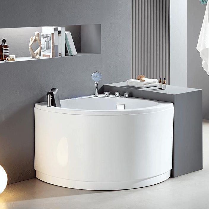 Freestanding Modern Bath Back to Wall White Soaking Acrylic Bathtub Clearhalo 'Bathroom Remodel & Bathroom Fixtures' 'Bathtubs' 'Home Improvement' 'home_improvement' 'home_improvement_bathtubs' 'Showers & Bathtubs' 1200x1200_d3b4b491-8786-4a01-8534-2f7629d67fc7