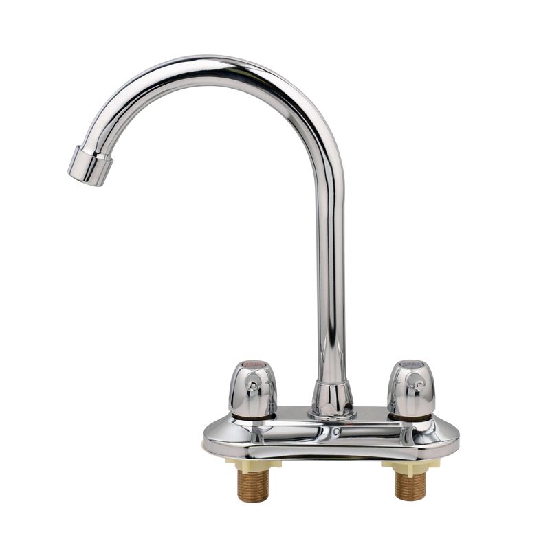 Modern Kitchen Sink Faucet Brass Double Knob Handle Gooseneck Bar Prep Kitchen Faucet Clearhalo 'Home Improvement' 'home_improvement' 'home_improvement_kitchen_faucets' 'Kitchen Faucets' 'Kitchen Remodel & Kitchen Fixtures' 'Kitchen Sinks & Faucet Components' 'kitchen_faucets' 1200x1200_d3f6e59d-1aa4-45a2-824f-d340beb05213