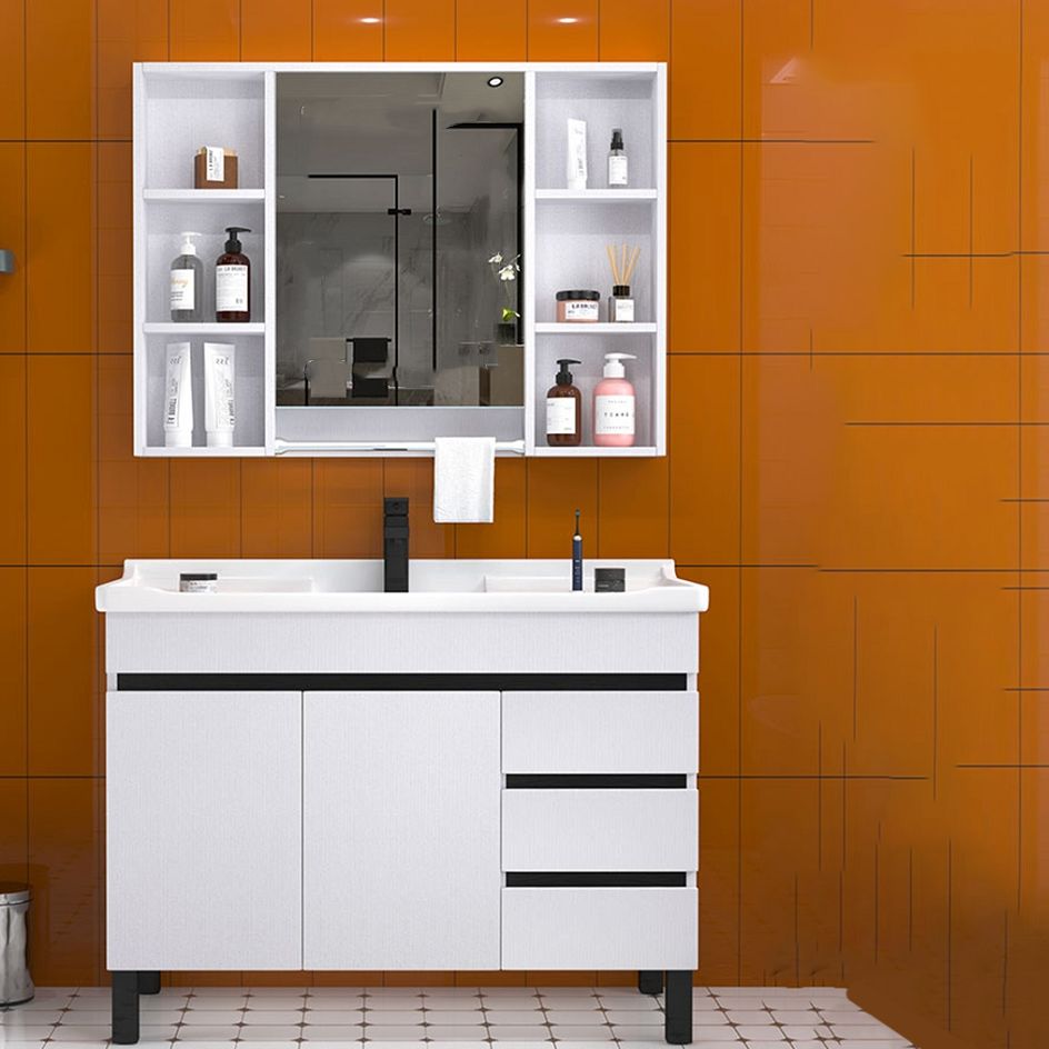 Modern Sink Vanity White Ceramic Top Oval Single-Sink Bath Vanity Clearhalo 'Bathroom Remodel & Bathroom Fixtures' 'Bathroom Vanities' 'bathroom_vanities' 'Home Improvement' 'home_improvement' 'home_improvement_bathroom_vanities' 1200x1200_d42d1e09-4cae-4060-aedc-496dbeda52c5