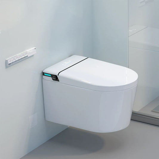 Ceramic Elongated Wall Mounted Bidet in White with Warm Air Dryer Clearhalo 'Bathroom Remodel & Bathroom Fixtures' 'Bidets' 'Home Improvement' 'home_improvement' 'home_improvement_bidets' 'Toilets & Bidets' 1200x1200_d44d2b19-eed0-45c8-ba41-b3990ad34bdd