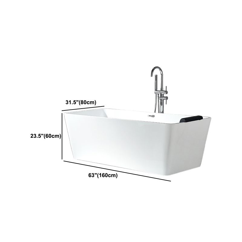 Modern Soaking Freestanding Bathtub White Acrylic Rectangular Bath Tub -  Clearhalo