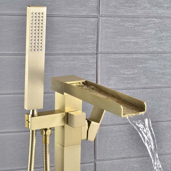 Modern Freestanding Tub Filler Trim Copper Floor Mounted Freestanding Bathtub Faucet Clearhalo 'Bathroom Remodel & Bathroom Fixtures' 'Bathtub Faucets' 'bathtub_faucets' 'Home Improvement' 'home_improvement' 'home_improvement_bathtub_faucets' 1200x1200_d4762666-e6fd-4a4f-a788-94bac70989ec