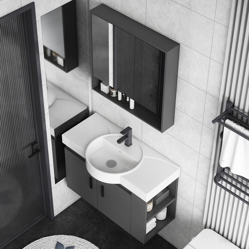 Modern Dark Gray Ceramic Vanity Single-Sink Wall Mount Vanity Sink Clearhalo 'Bathroom Remodel & Bathroom Fixtures' 'Bathroom Vanities' 'bathroom_vanities' 'Home Improvement' 'home_improvement' 'home_improvement_bathroom_vanities' 1200x1200_d4828e5d-800f-47ac-a2b0-1843a9888784