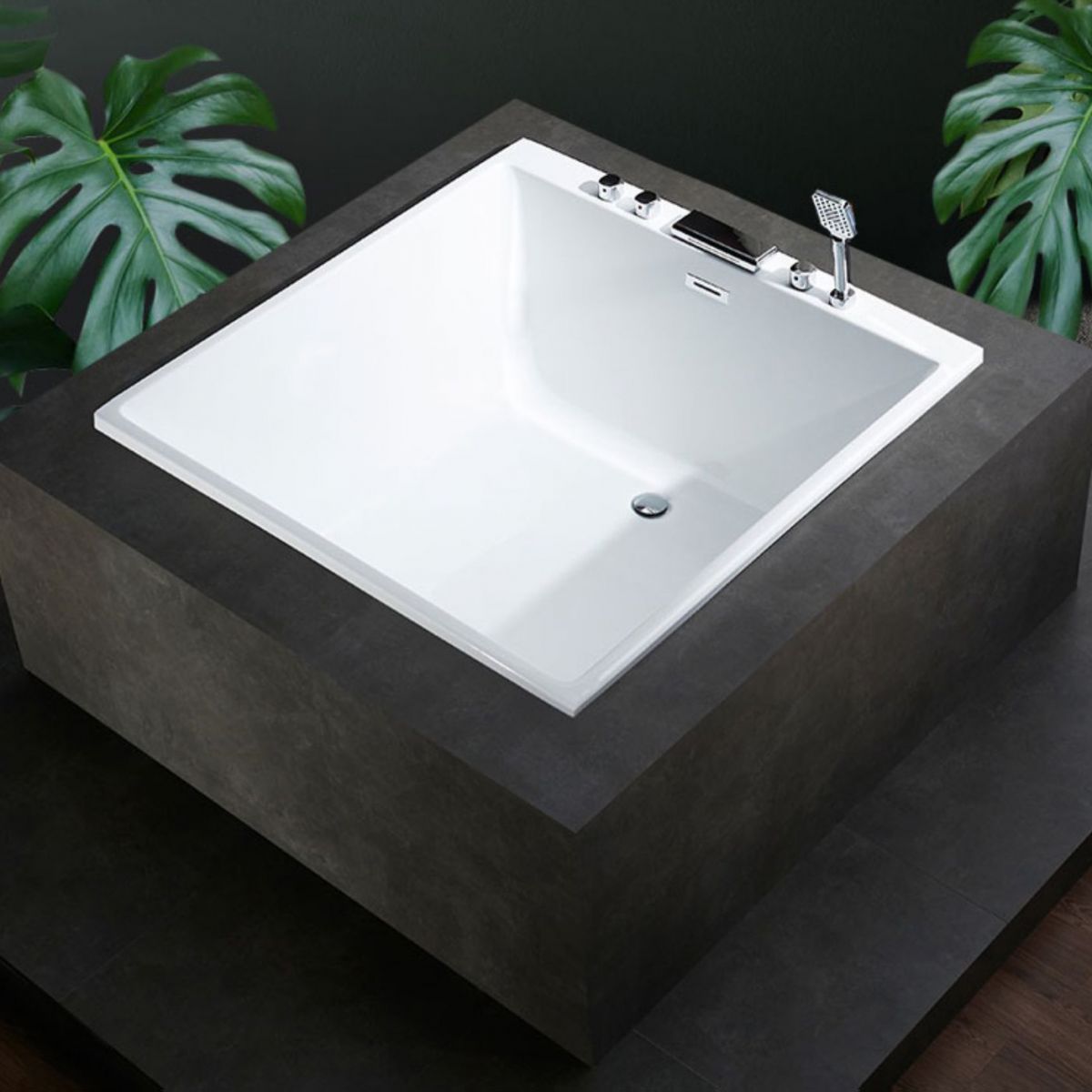 Acrylic Bath Drop-in Soaking Square Modern Center-Front Bathtub Clearhalo 'Bathroom Remodel & Bathroom Fixtures' 'Bathtubs' 'Home Improvement' 'home_improvement' 'home_improvement_bathtubs' 'Showers & Bathtubs' 1200x1200_d4b34078-9088-4399-b1c1-f46485706bc2