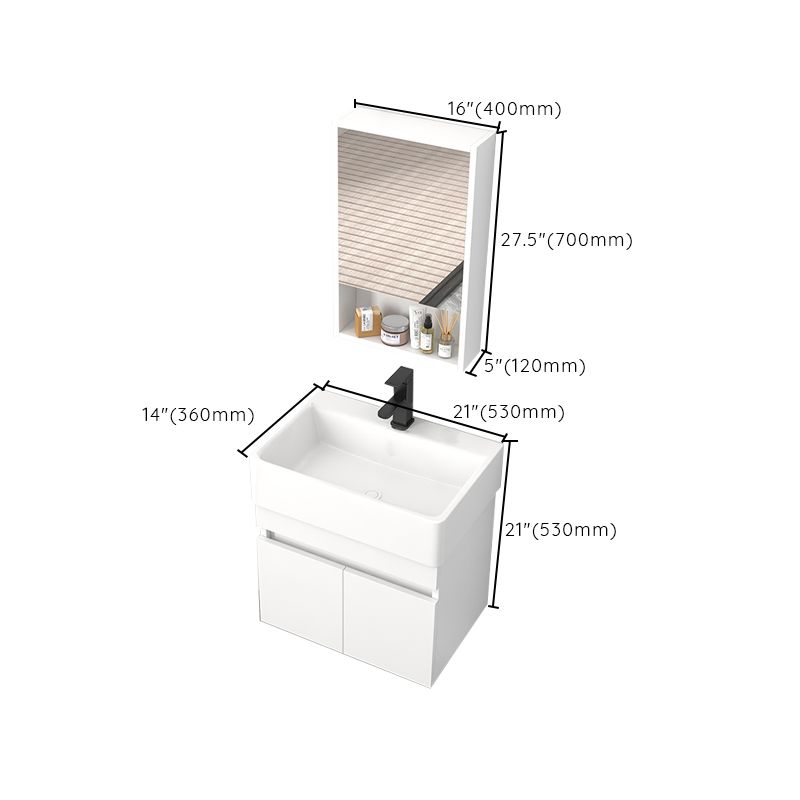 Rectangular Single Sink Bathroom Vanity Modern White Wall Mount Vanity Set Clearhalo 'Bathroom Remodel & Bathroom Fixtures' 'Bathroom Vanities' 'bathroom_vanities' 'Home Improvement' 'home_improvement' 'home_improvement_bathroom_vanities' 1200x1200_d4bc7343-88da-4f12-87ae-f9fbcbbb09c2