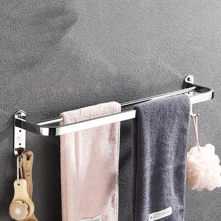 Polished Chrome Bath Hardware Set in Stainless Steel with Bath Shelf/Robe Hooks/Towel Bar Clearhalo 'Bathroom Hardware Sets' 'Bathroom Hardware' 'Bathroom Remodel & Bathroom Fixtures' 'bathroom_hardware_sets' 'Home Improvement' 'home_improvement' 'home_improvement_bathroom_hardware_sets' 1200x1200_d4d0646d-af8c-479d-8f1e-039276dcd010