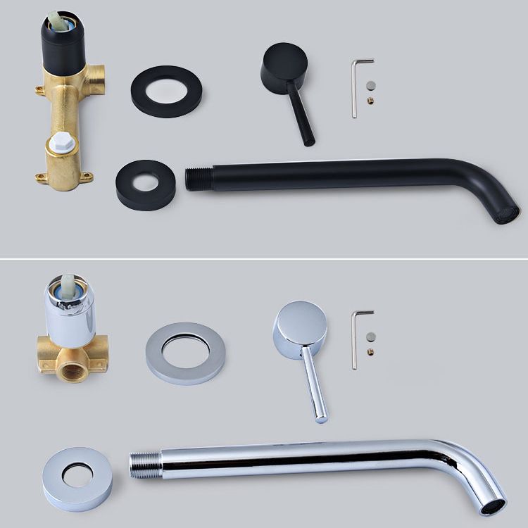 Wall Mounted Metal Tub Filler Low Arc Tubular Bathroom Faucet Clearhalo 'Bathroom Remodel & Bathroom Fixtures' 'Bathtub Faucets' 'bathtub_faucets' 'Home Improvement' 'home_improvement' 'home_improvement_bathtub_faucets' 1200x1200_d4e3c6a1-942d-4711-9a8f-ed4900504e8d