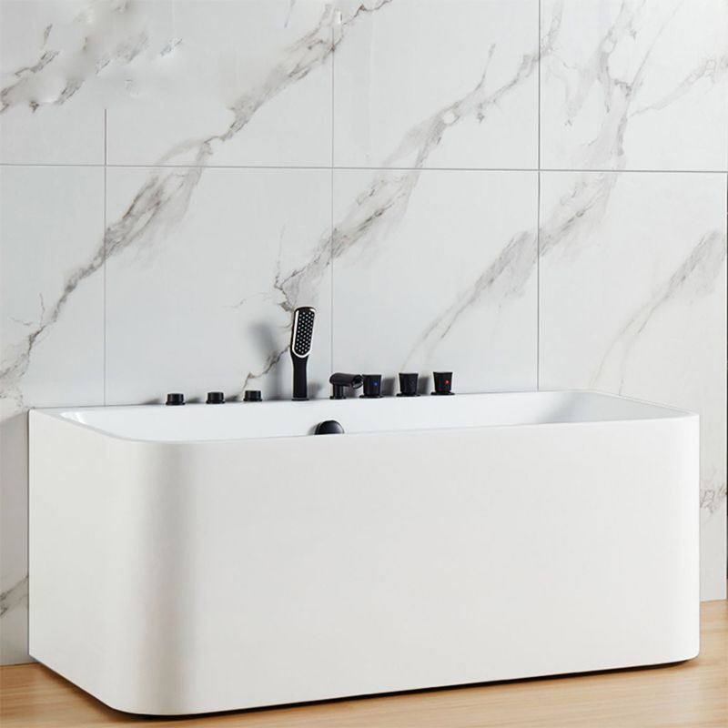 Rectangle Air / Whirlpool Bathtub Modern Back to Wall Acrylic Bathtub Clearhalo 'Bathroom Remodel & Bathroom Fixtures' 'Bathtubs' 'Home Improvement' 'home_improvement' 'home_improvement_bathtubs' 'Showers & Bathtubs' 1200x1200_d5122dbc-b922-4e0e-909e-c87492a1d68b