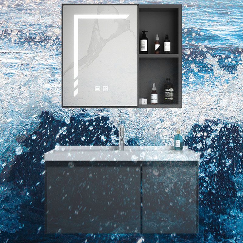 Aluminum Bathroom Vanity Set Doors Wall Mounted Doors Grey Single Sink with Mirror Clearhalo 'Bathroom Remodel & Bathroom Fixtures' 'Bathroom Vanities' 'bathroom_vanities' 'Home Improvement' 'home_improvement' 'home_improvement_bathroom_vanities' 1200x1200_d52c052e-6e10-4b1f-8fa7-96269180c77c