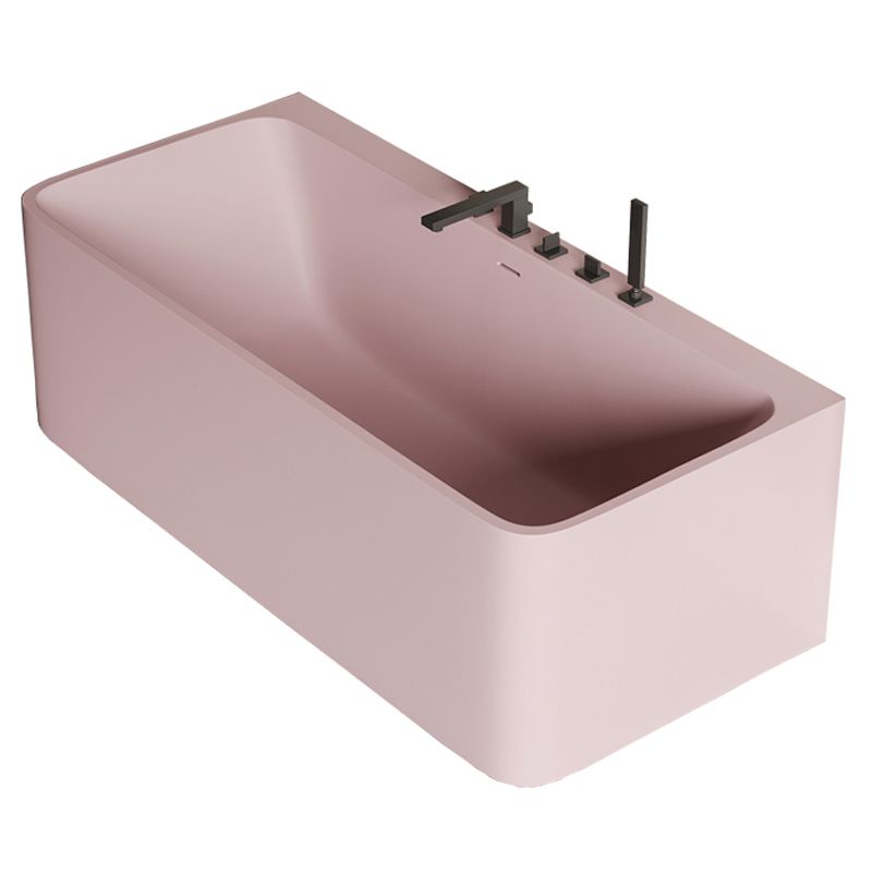 Modern Stone Soaking Bathtub Rectangle Back to Wall Bathtub With Faucet Clearhalo 'Bathroom Remodel & Bathroom Fixtures' 'Bathtubs' 'Home Improvement' 'home_improvement' 'home_improvement_bathtubs' 'Showers & Bathtubs' 1200x1200_d56ab188-9143-437d-8b63-783cfdba4dc7