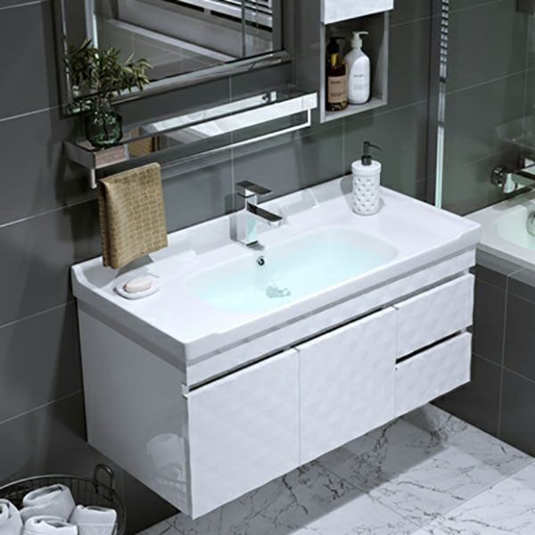 Wall Mount White Modern Bathroom Sink Vanity with Mirror Faucet Clearhalo 'Bathroom Remodel & Bathroom Fixtures' 'Bathroom Vanities' 'bathroom_vanities' 'Home Improvement' 'home_improvement' 'home_improvement_bathroom_vanities' 1200x1200_d58971cb-1663-4c9e-979d-31fe3fae96fc
