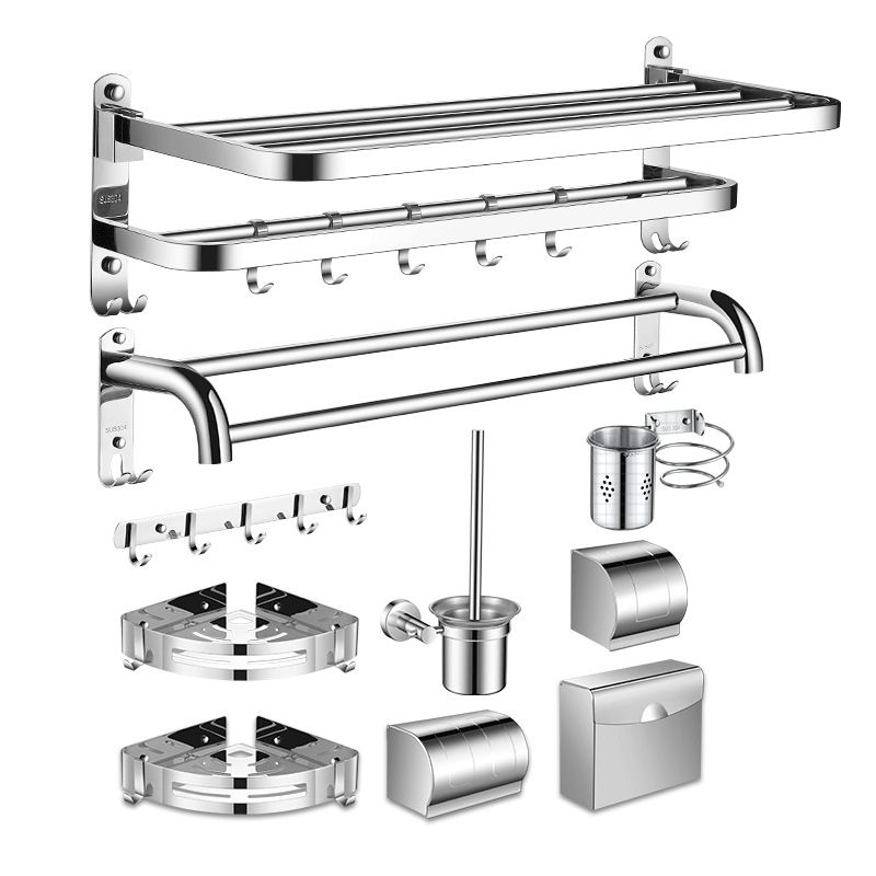 Modern Stainless Steel Bathroom Set Paper Holder Bath Shelf Bathroom Hardware Clearhalo 'Bathroom Hardware Sets' 'Bathroom Hardware' 'Bathroom Remodel & Bathroom Fixtures' 'bathroom_hardware_sets' 'Home Improvement' 'home_improvement' 'home_improvement_bathroom_hardware_sets' 1200x1200_d59dd67b-b373-4c73-9d79-ee1483a67aa6