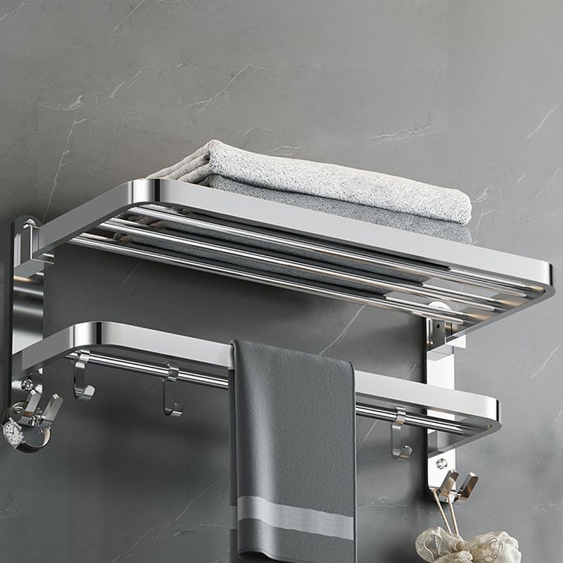 Polished Chrome Modern Bathroom Accessory Set in Stainless with Bath Shelf/Towel Bar Clearhalo 'Bathroom Hardware Sets' 'Bathroom Hardware' 'Bathroom Remodel & Bathroom Fixtures' 'bathroom_hardware_sets' 'Home Improvement' 'home_improvement' 'home_improvement_bathroom_hardware_sets' 1200x1200_d5ae0c28-c19f-465c-b1c2-df1001b4d5b7