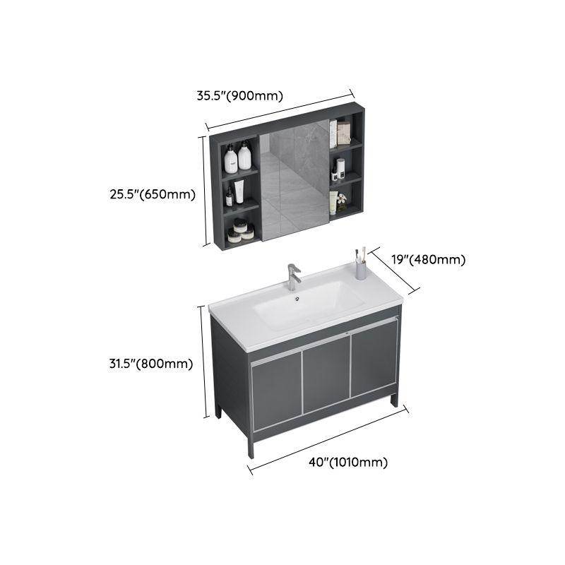 Freestanding Bathroom Vanity Space Aluminum Bathroom Vanity with Sink Clearhalo 'Bathroom Remodel & Bathroom Fixtures' 'Bathroom Vanities' 'bathroom_vanities' 'Home Improvement' 'home_improvement' 'home_improvement_bathroom_vanities' 1200x1200_d5b4b236-ad63-4c9b-8a64-f1a502fb78ac