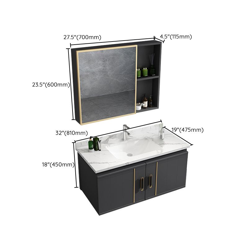 Modern Bathroom Vanity Set Wall Mount Bathroom Sink Vanity with Mirror Clearhalo 'Bathroom Remodel & Bathroom Fixtures' 'Bathroom Vanities' 'bathroom_vanities' 'Home Improvement' 'home_improvement' 'home_improvement_bathroom_vanities' 1200x1200_d61718bc-6be4-4e53-971c-7654ee3469a0