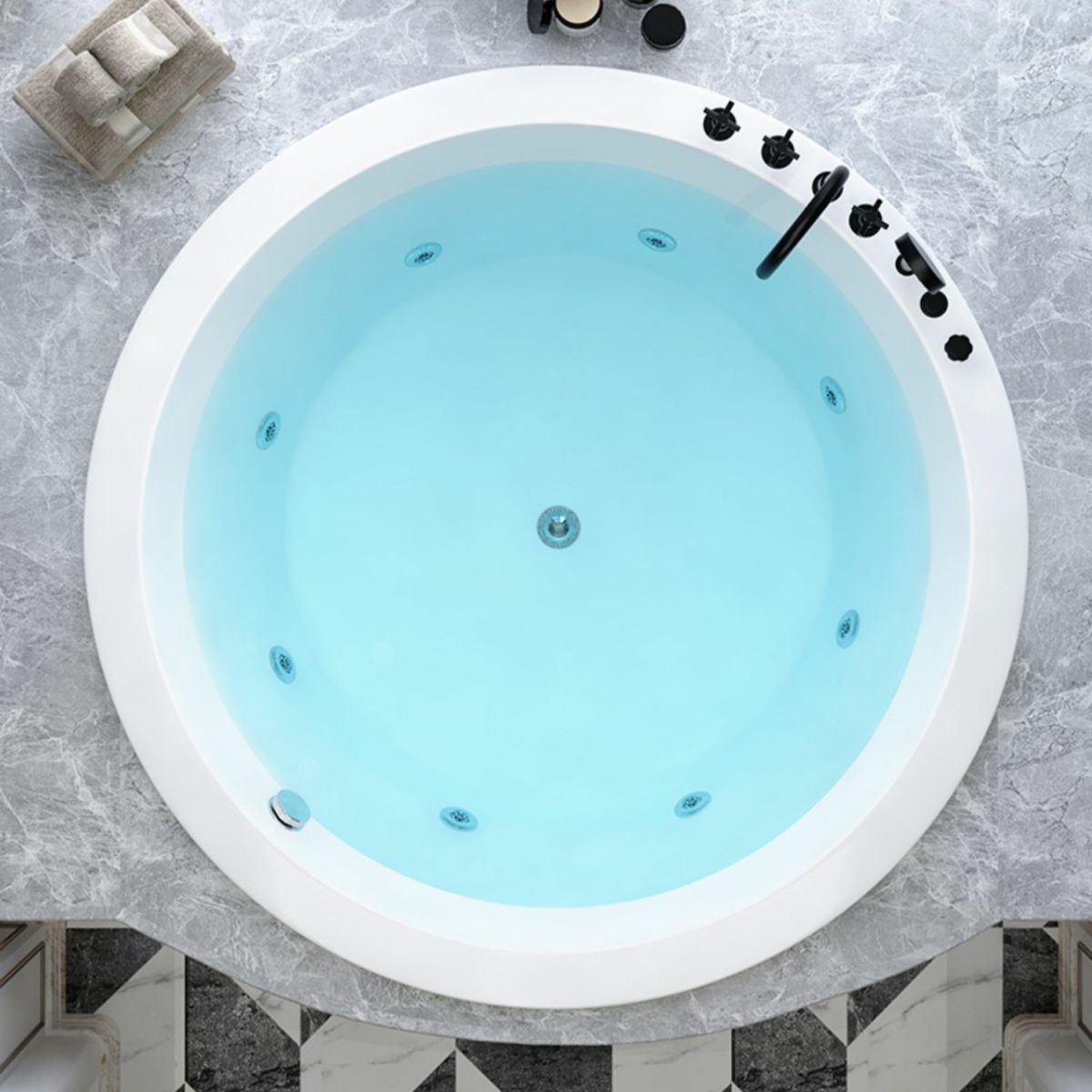 Modern Round Drop-in Bathtub Acrylic Soaking/Air Bathtub in White Clearhalo 'Bathroom Remodel & Bathroom Fixtures' 'Bathtubs' 'Home Improvement' 'home_improvement' 'home_improvement_bathtubs' 'Showers & Bathtubs' 1200x1200_d65b4f21-00c4-4447-9044-1bc3ea665913