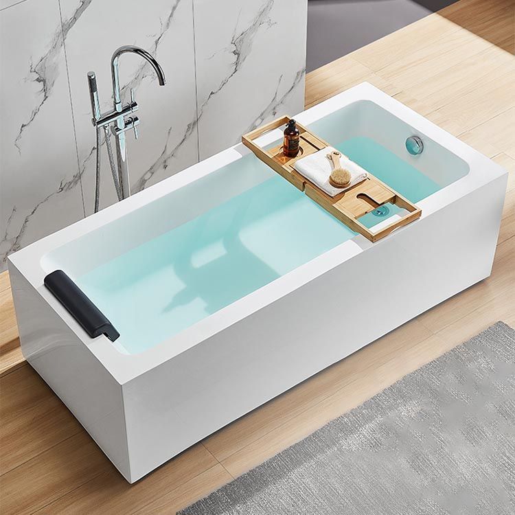 Modern Freestanding Rectangular Bath Tub Acrylic Home Bathtub in White Clearhalo 'Bathroom Remodel & Bathroom Fixtures' 'Bathtubs' 'Home Improvement' 'home_improvement' 'home_improvement_bathtubs' 'Showers & Bathtubs' 1200x1200_d6609f57-844c-4e03-96fa-f7ae470a08f3