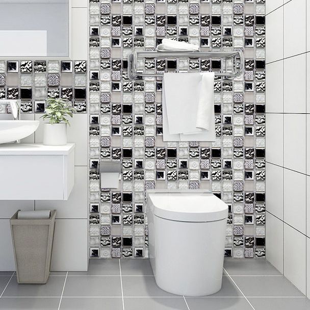 Square Peel and Stick Tiles Grid Mosaic Tile Indoor Wallpaper Clearhalo 'Flooring 'Home Improvement' 'home_improvement' 'home_improvement_peel_stick_blacksplash' 'Peel & Stick Backsplash Tile' 'peel_stick_blacksplash' 'Walls & Ceilings' Walls and Ceiling' 1200x1200_d66b943d-e5cc-48b4-8079-53492386f250