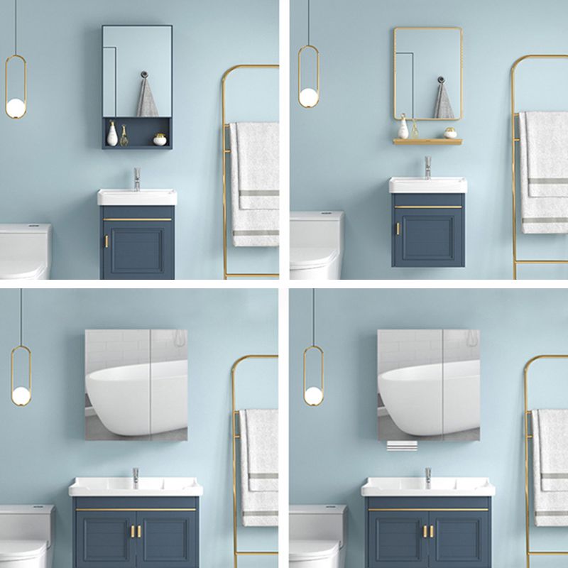 Blue Rectangle Vanity Set Metal Frame Wall-Mounted 2 Doors Mirror Single Sink Bath Vanity Clearhalo 'Bathroom Remodel & Bathroom Fixtures' 'Bathroom Vanities' 'bathroom_vanities' 'Home Improvement' 'home_improvement' 'home_improvement_bathroom_vanities' 1200x1200_d66c0061-ed13-4dda-8165-380ff7bd76ee