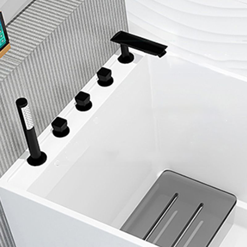 Modern Acrylic White Bathtub Rectangle Back to Wall with Drain Bath Tub Clearhalo 'Bathroom Remodel & Bathroom Fixtures' 'Bathtubs' 'Home Improvement' 'home_improvement' 'home_improvement_bathtubs' 'Showers & Bathtubs' 1200x1200_d6838348-d486-42a4-b1c0-44ba5a274803