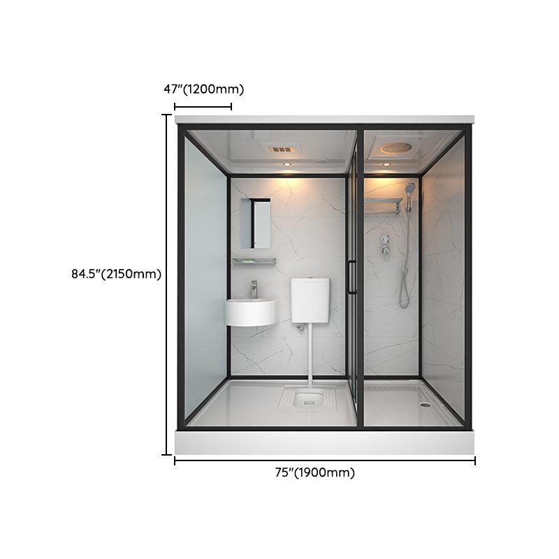 Modern Rectangular Sliding Shower Enclosure Framed Shower Enclosure with Tempered Glass Clearhalo 'Bathroom Remodel & Bathroom Fixtures' 'Home Improvement' 'home_improvement' 'home_improvement_shower_stalls_enclosures' 'Shower Stalls & Enclosures' 'shower_stalls_enclosures' 'Showers & Bathtubs' 1200x1200_d6ae75d6-6a2c-4d2e-bb8d-9058f0bdec90