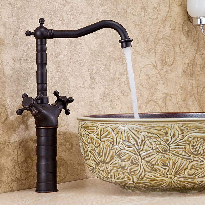 Glam Vessel Sink Bathroom Faucet Brass Cross Handles Swivel Spout Lavatory Faucet Clearhalo 'bathroom_sink_faucets' 'Conjunta de Baño y Conjunta de Grifo' 'Coronamiento de Baño y Dispositivo de Baño' 'Grifo del lavabo del baño' 'Hogar' 'home_improvement' 'home_improvement_bathroom_sink_faucets' 'Mejoras para el hogar' 1200x1200_d6b0377d-b996-4469-a373-29d54608c124