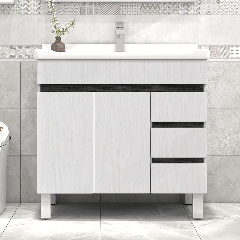 Modern Single Sink Vanity Set Rectangle Ceramic Top Bathroom Vanity Clearhalo 'Bathroom Remodel & Bathroom Fixtures' 'Bathroom Vanities' 'bathroom_vanities' 'Home Improvement' 'home_improvement' 'home_improvement_bathroom_vanities' 1200x1200_d6c74760-e427-4ec5-9383-d65b5794ee74