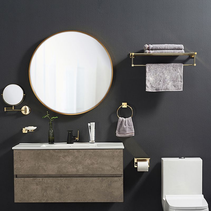 Polished Brass Classic Bathroom Accessory with Bath Shelf/Towel Bar & Paper Holder Clearhalo 'Bathroom Hardware Sets' 'Bathroom Hardware' 'Bathroom Remodel & Bathroom Fixtures' 'bathroom_hardware_sets' 'Home Improvement' 'home_improvement' 'home_improvement_bathroom_hardware_sets' 1200x1200_d6dcfa6a-84c4-48c9-a8e7-94186be4f55c