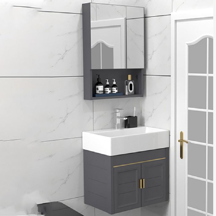 Modern Single Bath Vanity Wall Mount Ceramic Top Bathroom Vanity Clearhalo 'Bathroom Remodel & Bathroom Fixtures' 'Bathroom Vanities' 'bathroom_vanities' 'Home Improvement' 'home_improvement' 'home_improvement_bathroom_vanities' 1200x1200_d6df12cd-5dc6-486d-ada1-dae0788c9520