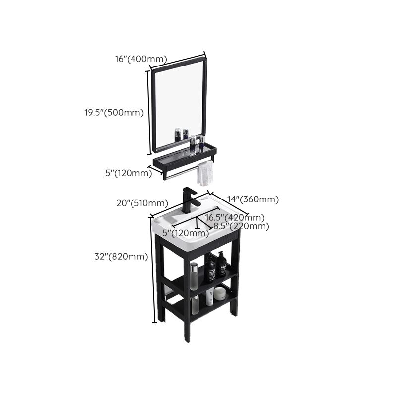 Shelving Included Vanity Metal Frame Rectangle Single Sink Freestanding Bathroom Vanity Clearhalo 'Bathroom Remodel & Bathroom Fixtures' 'Bathroom Vanities' 'bathroom_vanities' 'Home Improvement' 'home_improvement' 'home_improvement_bathroom_vanities' 1200x1200_d6fe39b5-a05d-43ee-8706-befad5caefe0