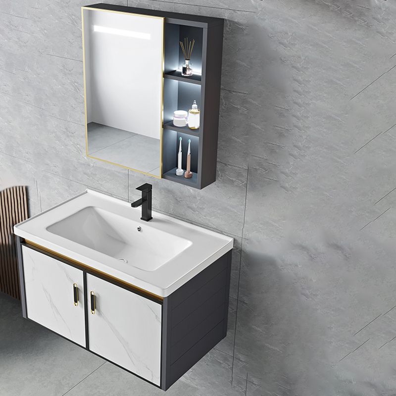 Modern Style Bath Vanity Dirt Resistant Wall Mount Bath Vanity with Faucet Clearhalo 'Bathroom Remodel & Bathroom Fixtures' 'Bathroom Vanities' 'bathroom_vanities' 'Home Improvement' 'home_improvement' 'home_improvement_bathroom_vanities' 1200x1200_d7072f4f-bea1-406d-9f43-35dab2f35e9c