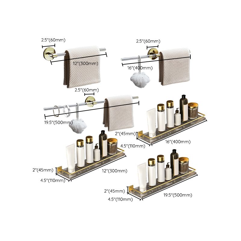 6 Piece Bathroom Accessory Set in Gold Metal Bath Hardware Set Clearhalo 'Bathroom Hardware Sets' 'Bathroom Hardware' 'Bathroom Remodel & Bathroom Fixtures' 'bathroom_hardware_sets' 'Home Improvement' 'home_improvement' 'home_improvement_bathroom_hardware_sets' 1200x1200_d7405cf5-79a0-4e52-abc2-5689da3c3c8a