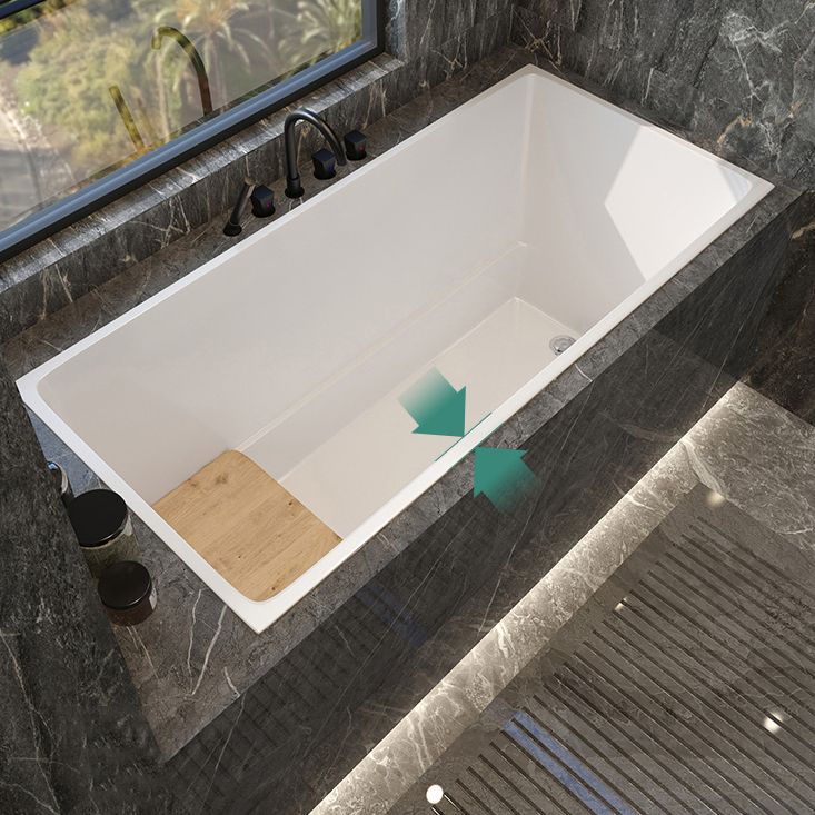 Modern White Acrylic Embedded Bathtub with Drain Bath Tub and Solid Wood Base Plate Clearhalo 'Bathroom Remodel & Bathroom Fixtures' 'Bathtubs' 'Home Improvement' 'home_improvement' 'home_improvement_bathtubs' 'Showers & Bathtubs' 1200x1200_d755cbdf-0230-4b4b-af15-98689fef20c9