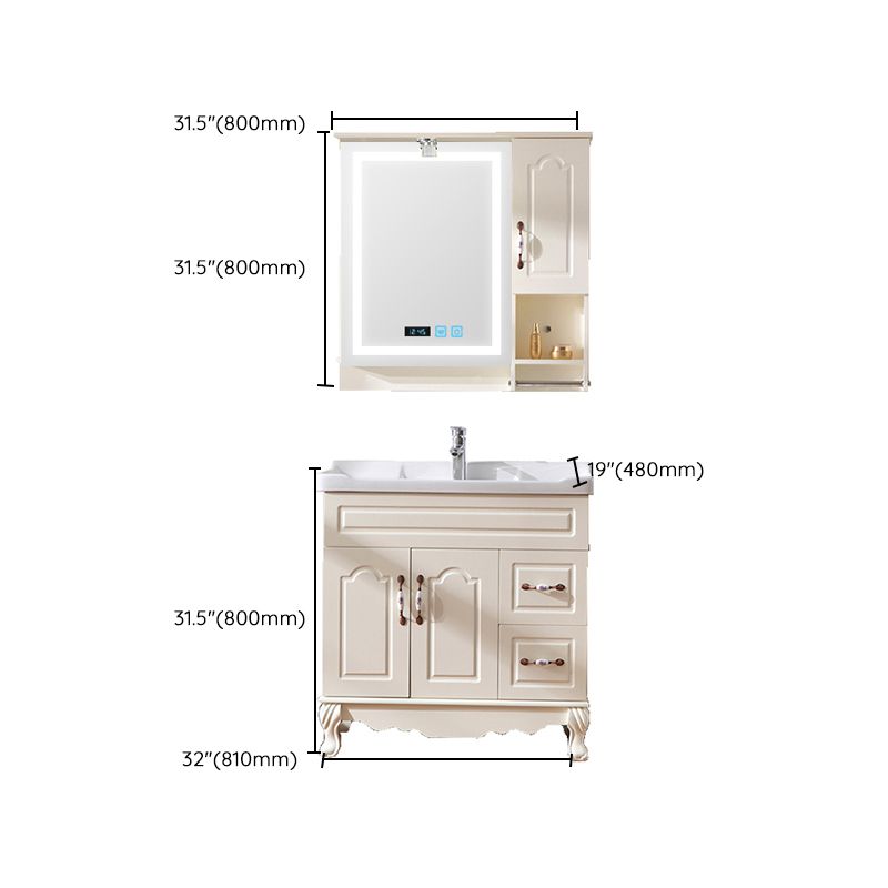 Freestanding Bathroom Vanity Single Sink White Mirror 2 Doors Vanity with Drawers Clearhalo 'Bathroom Remodel & Bathroom Fixtures' 'Bathroom Vanities' 'bathroom_vanities' 'Home Improvement' 'home_improvement' 'home_improvement_bathroom_vanities' 1200x1200_d77c857b-940d-4237-8965-b12192b7e34d