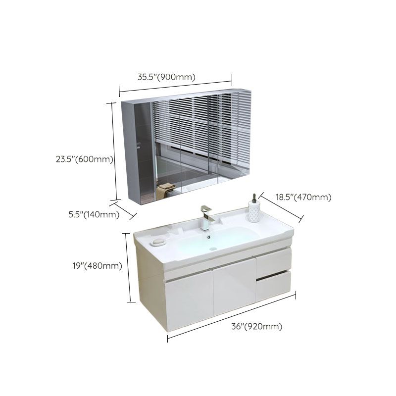 Modern Wall Mount Bathroom Sink Vanity with Faucet Sink Mirror Clearhalo 'Bathroom Remodel & Bathroom Fixtures' 'Bathroom Vanities' 'bathroom_vanities' 'Home Improvement' 'home_improvement' 'home_improvement_bathroom_vanities' 1200x1200_d7913461-cbe4-4478-acae-a4e6ec710108