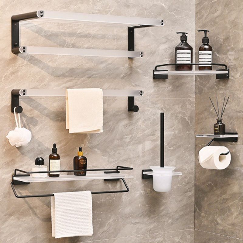 Contemporary Aluminum& Acrylic Bath Hardware Set Bathroom Accessory Kit Clearhalo 'Bathroom Hardware Sets' 'Bathroom Hardware' 'Bathroom Remodel & Bathroom Fixtures' 'bathroom_hardware_sets' 'Home Improvement' 'home_improvement' 'home_improvement_bathroom_hardware_sets' 1200x1200_d7cec1c7-66a4-4f42-8d3d-0a89069a7f86