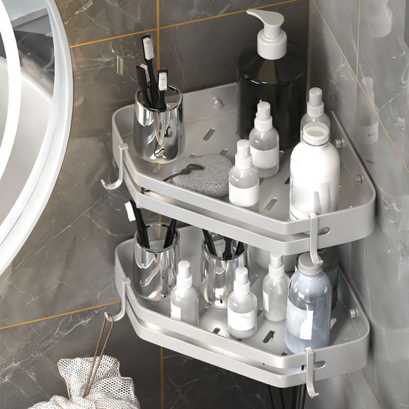 Modern 2/3-Piece Bathroom Set Stainless Triangle Bath Shelf in Aluminum Clearhalo 'Bathroom Hardware Sets' 'Bathroom Hardware' 'Bathroom Remodel & Bathroom Fixtures' 'bathroom_hardware_sets' 'Home Improvement' 'home_improvement' 'home_improvement_bathroom_hardware_sets' 1200x1200_d7ef2a87-2228-48a8-a3d6-8d893e9df645