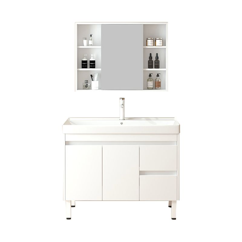 Wooden Sink Vanity Modern White Single-Sink Rectangular Vanity Set Clearhalo 'Bathroom Remodel & Bathroom Fixtures' 'Bathroom Vanities' 'bathroom_vanities' 'Home Improvement' 'home_improvement' 'home_improvement_bathroom_vanities' 1200x1200_d83df306-a537-41b0-b7f9-c3be194e19a2