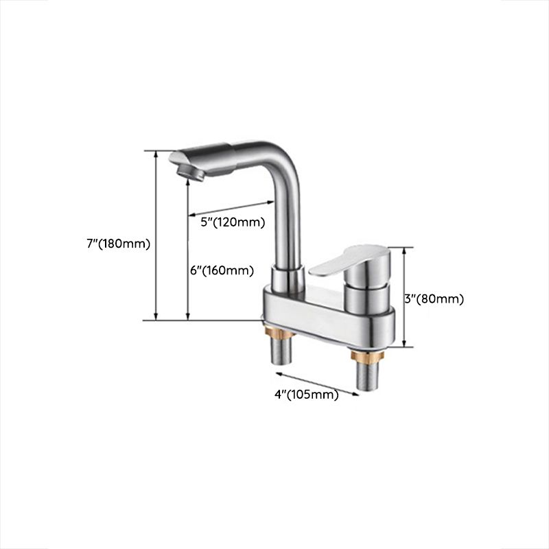 Bathroom Sink 304 Stainless Steel Center Faucet, Single Handle Bathroom Vanity Faucet Clearhalo 'bathroom_sink_faucets' 'Conjunta de Baño y Conjunta de Grifo' 'Coronamiento de Baño y Dispositivo de Baño' 'Grifo del lavabo del baño' 'Hogar' 'home_improvement' 'home_improvement_bathroom_sink_faucets' 'Mejoras para el hogar' 1200x1200_d8438282-b3ed-4785-bac0-aee416fee173