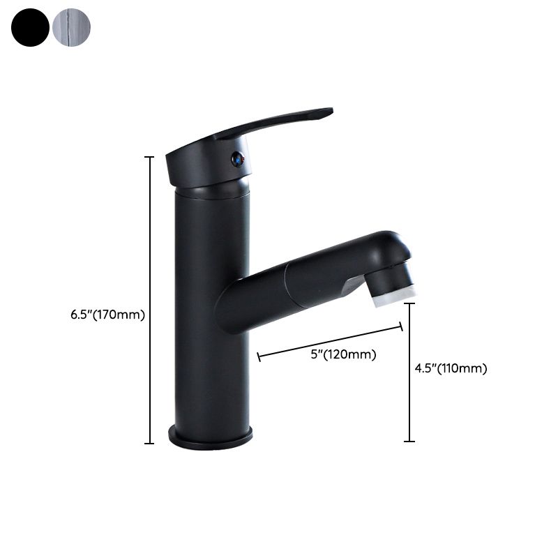 Modern Bathroom Vessel Faucet Swivel Spout Single Handle Faucet with Pull down Sprayer Clearhalo 'bathroom_sink_faucets' 'Conjunta de Baño y Conjunta de Grifo' 'Coronamiento de Baño y Dispositivo de Baño' 'Grifo del lavabo del baño' 'Hogar' 'home_improvement' 'home_improvement_bathroom_sink_faucets' 'Mejoras para el hogar' 1200x1200_d85b2479-3f45-4198-b0a5-1f89512d1442