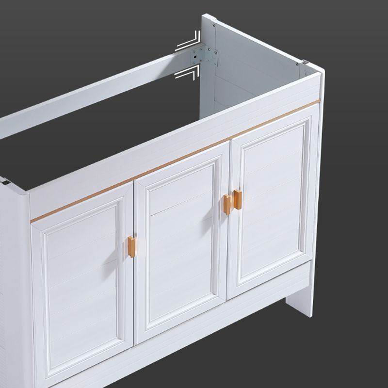 Freestanding Bath Vanity White Mirror Rectangular Single Sink Vanity with Doors Clearhalo 'Bathroom Remodel & Bathroom Fixtures' 'Bathroom Vanities' 'bathroom_vanities' 'Home Improvement' 'home_improvement' 'home_improvement_bathroom_vanities' 1200x1200_d8822898-9547-4634-a742-277ed23613e8