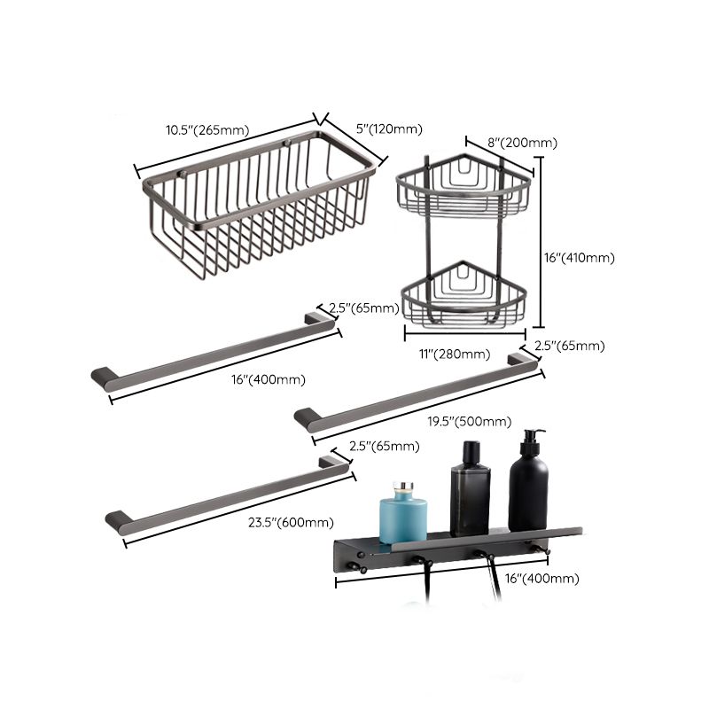 Modern Matte Gray Bathroom Accessory Set Bath Shelf/Towel Bar & Paper Holder Included Clearhalo 'Bathroom Hardware Sets' 'Bathroom Hardware' 'Bathroom Remodel & Bathroom Fixtures' 'bathroom_hardware_sets' 'Home Improvement' 'home_improvement' 'home_improvement_bathroom_hardware_sets' 1200x1200_d8ab7aa2-4bc8-417f-83b2-bb421d509c8a