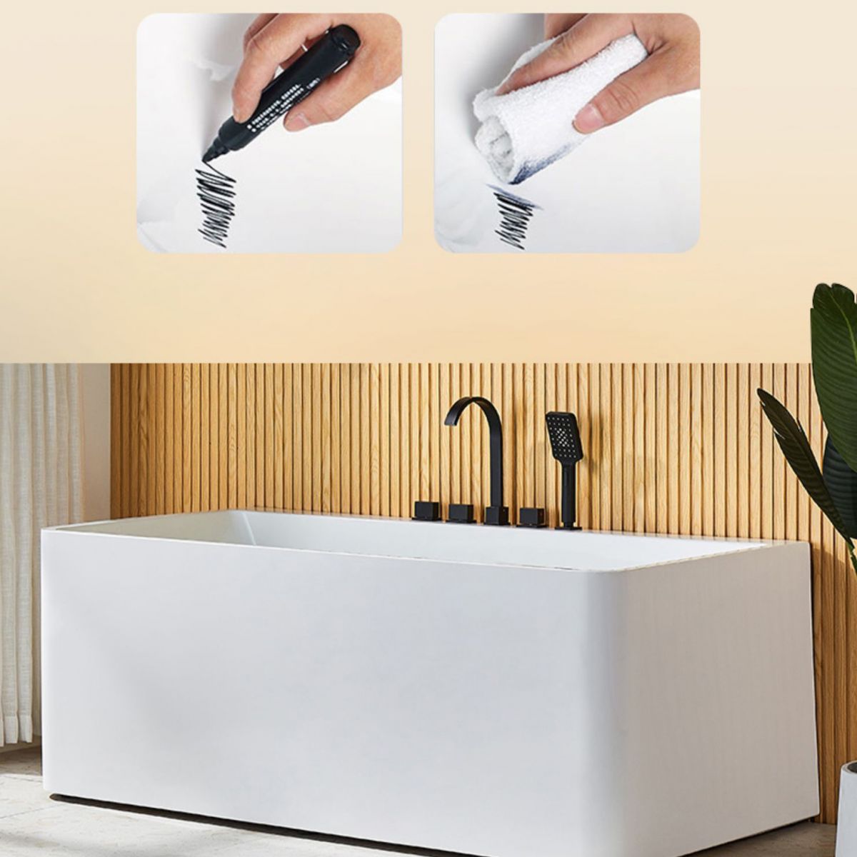 Modern Acrylic Rectangle Bathtub White Back to Wall with Drain Bath Tub Clearhalo 'Bathroom Remodel & Bathroom Fixtures' 'Bathtubs' 'Home Improvement' 'home_improvement' 'home_improvement_bathtubs' 'Showers & Bathtubs' 1200x1200_d8ae10bc-1560-4105-8a9b-ab791fb04202