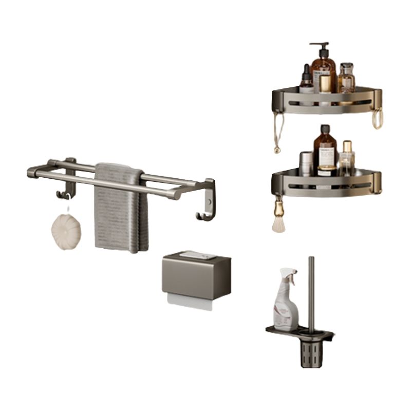 Modern Bath Hardware Set Grey Bath Shelf Paper Holder Bathroom Set Clearhalo 'Bathroom Hardware Sets' 'Bathroom Hardware' 'Bathroom Remodel & Bathroom Fixtures' 'bathroom_hardware_sets' 'Home Improvement' 'home_improvement' 'home_improvement_bathroom_hardware_sets' 1200x1200_d8c14018-47da-4f20-b8cd-4bc5978f1b30