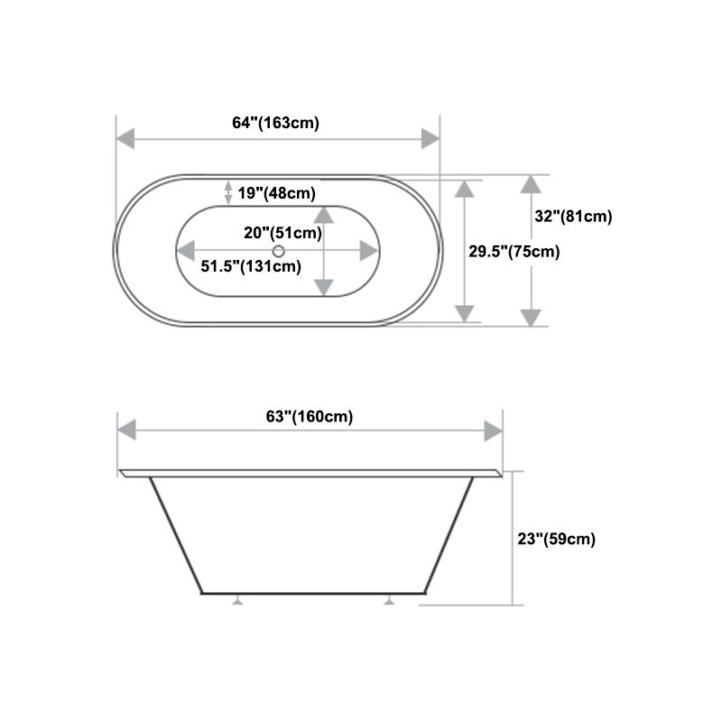 Modern Oval Drop-in Bath Tub 23.22" H White Acrylic Bathtub for Home Clearhalo 'Bathroom Remodel & Bathroom Fixtures' 'Bathtubs' 'Home Improvement' 'home_improvement' 'home_improvement_bathtubs' 'Showers & Bathtubs' 1200x1200_d8c42239-14d9-4386-bd83-8a083a5947b4