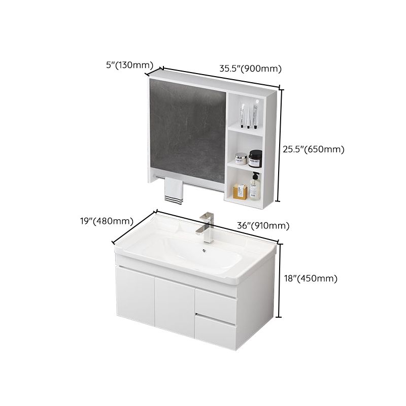 Wall Mount Single Bathroom Vanity Modern White Rectangular Wood Vanity Set Clearhalo 'Bathroom Remodel & Bathroom Fixtures' 'Bathroom Vanities' 'bathroom_vanities' 'Home Improvement' 'home_improvement' 'home_improvement_bathroom_vanities' 1200x1200_d8cc4fc3-9e6d-42b9-a515-1363379302cb